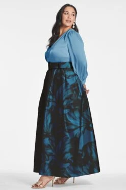 Zoe Gown - Smokey Slate/Tonal Petal -Sachin and Babi US ZOEGOWN SLATETONALPETAL SIDE5