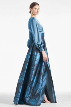 Zoe Gown - Smokey Slate/Tonal Petal -Sachin and Babi US ZOEGOWN SLATE TONALPETAL SIDE