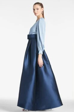 Zoe Gown - Slate/Navy -Sachin and Babi US ZOEGOWN SLATENAVY SIDE