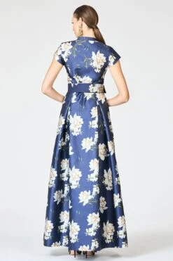 EMBELLISHED MARTA GOWN - NAVY NARCISSUS -Sachin and Babi US beltbackmarta